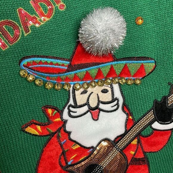Ugly Christmas Holiday Sweater Feliz Navidad Southwest Santa XXL (20) - Picture 3 of 8